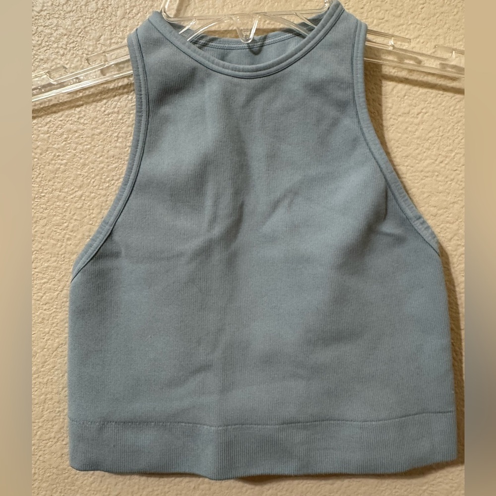 Nux Ribbed Sports Bra Size  S Blue Racerback – New With Storage Mark